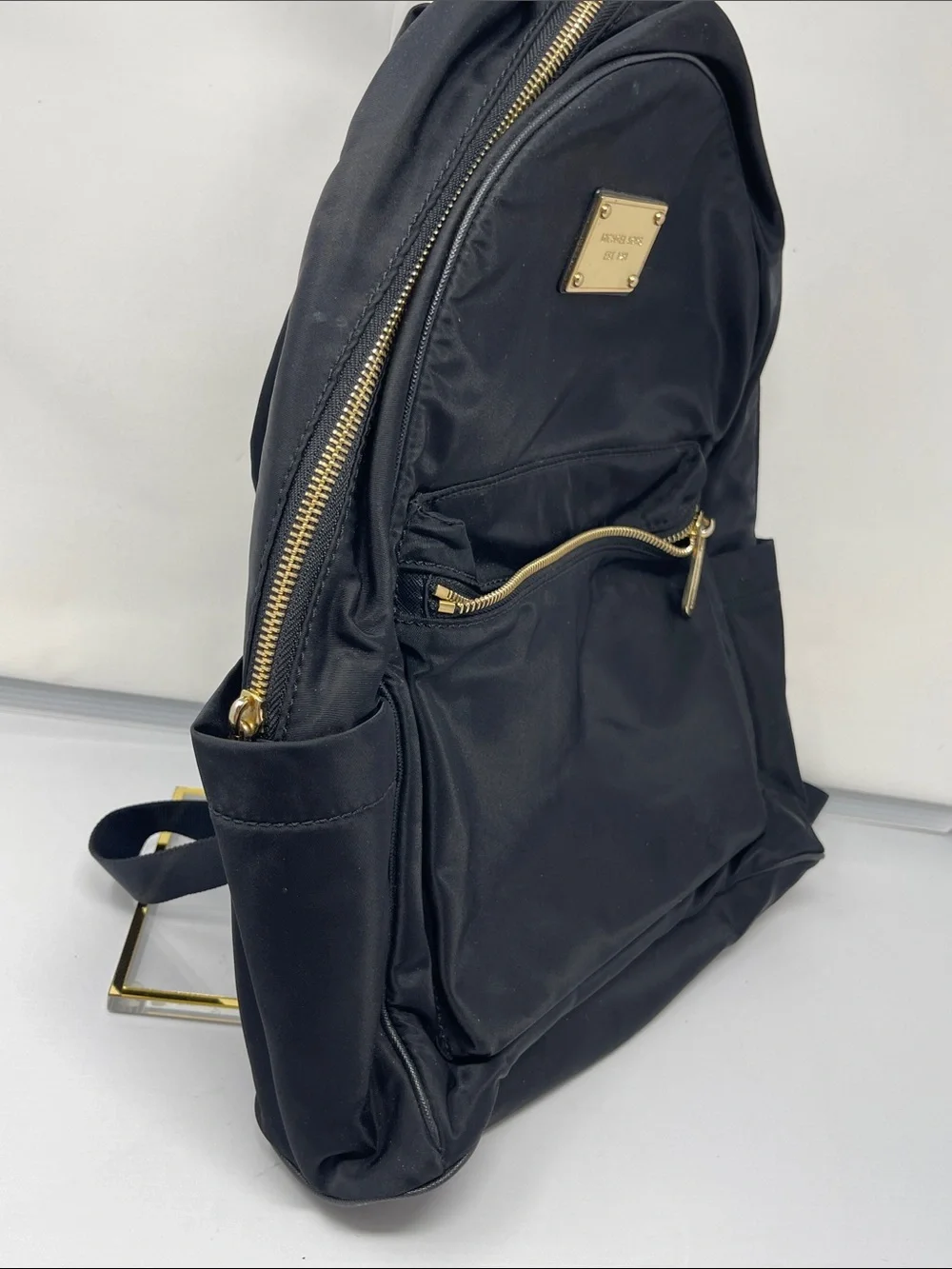 MICHAEL Michael Kors Nylon Black Backpack with Gold Accents